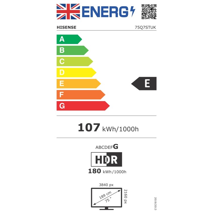 Hisense 75Q7STUK 75 Inch 4K QLED Smart TV – Ultra HD HDR Freely & Dolby Vision