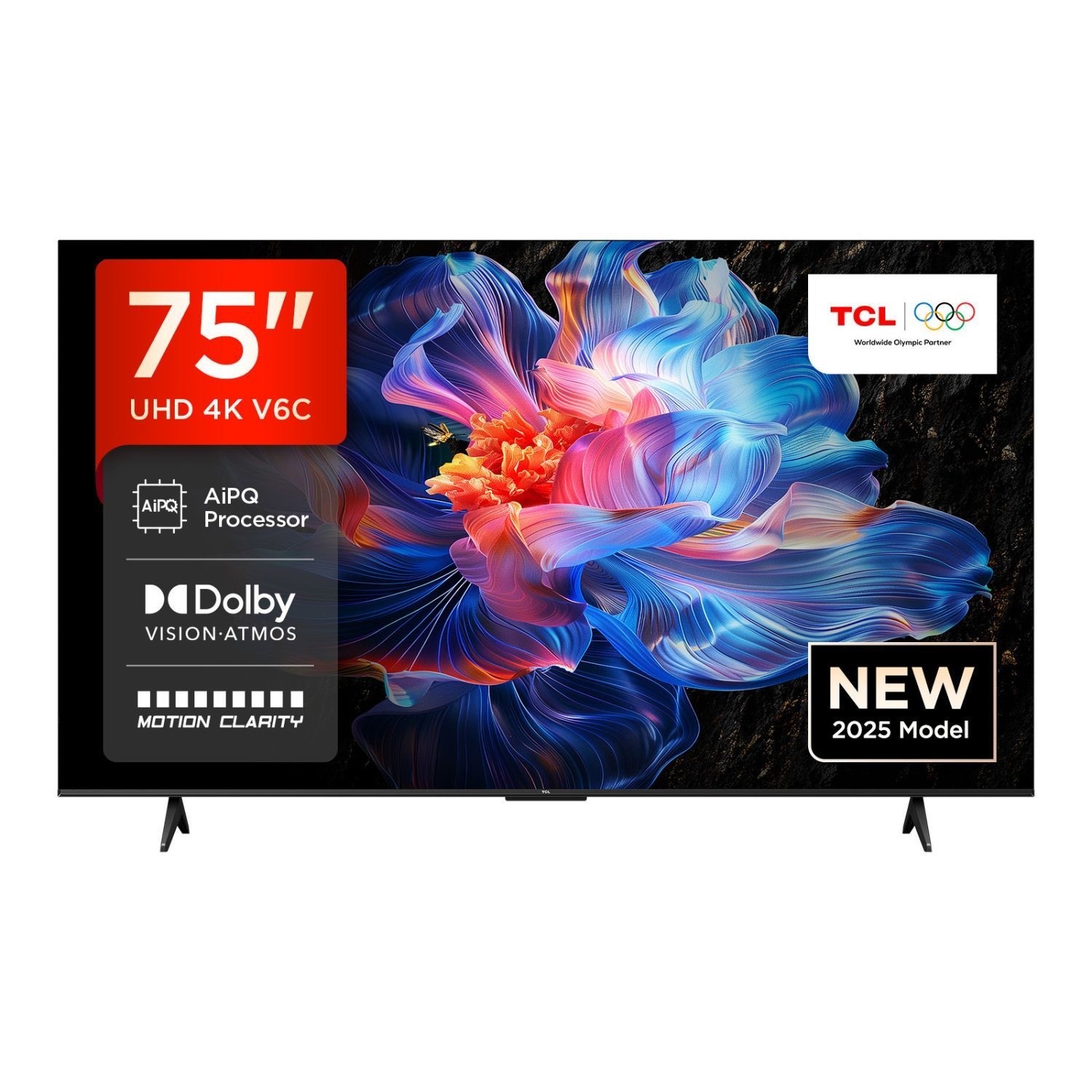 TCL 75V6C-UK 75 4K HDR Smart Google TV Dolby Atmos AiPQ Processor Game Master