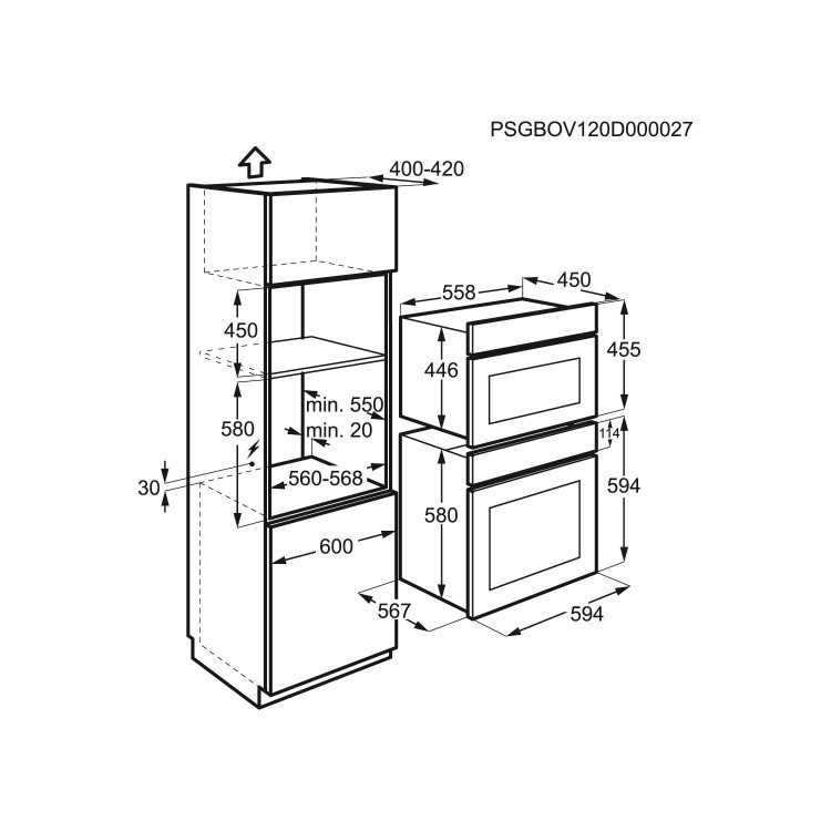 GRADE A2 - Minor Cosmetic Damage - Zanussi ZKC38310XK Built-in inclusive frame Microwave Oven in Stainless Steel with antifingerprint coating