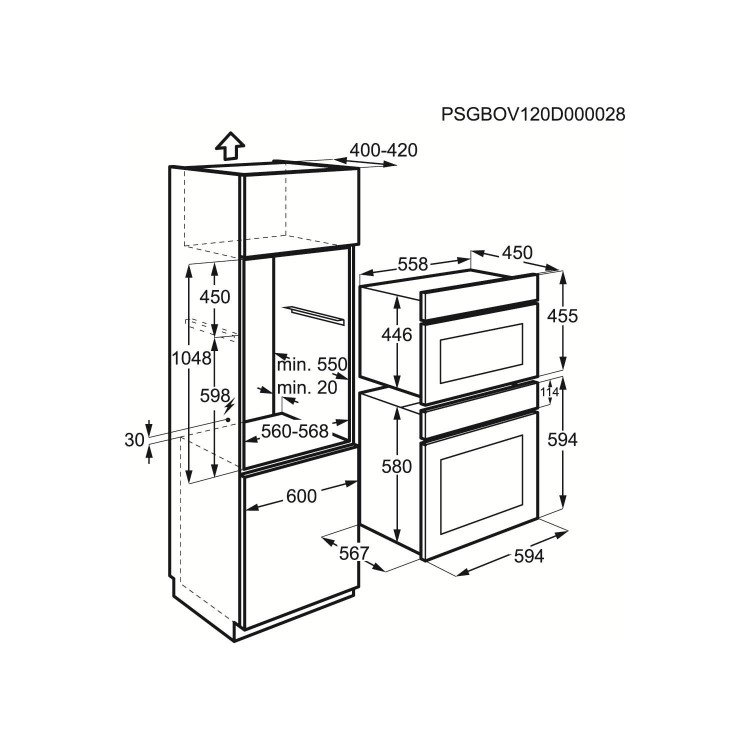 GRADE A2 - Minor Cosmetic Damage - Zanussi ZKC38310XK Built-in inclusive frame Microwave Oven in Stainless Steel with antifingerprint coating
