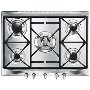 GRADE A2 - Smeg SR275XGH Cucina 70cm Stainless Steel 5 Burner Gas Hob with Cast Iron Pan Stands and New Style Controls