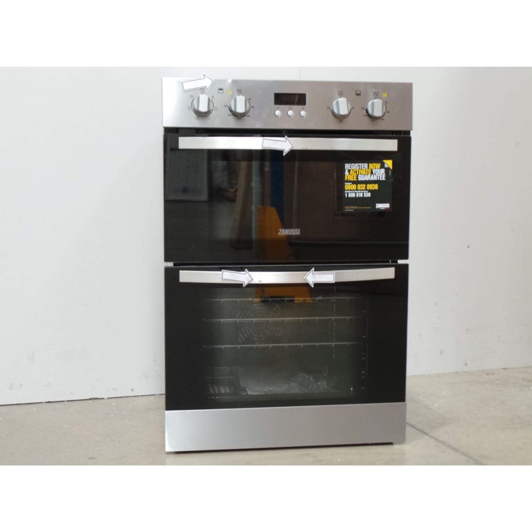 GRADE A2 - Light cosmetic damage - Zanussi ZOD35561XK Electric Built-in Double Oven In Stainless Steel