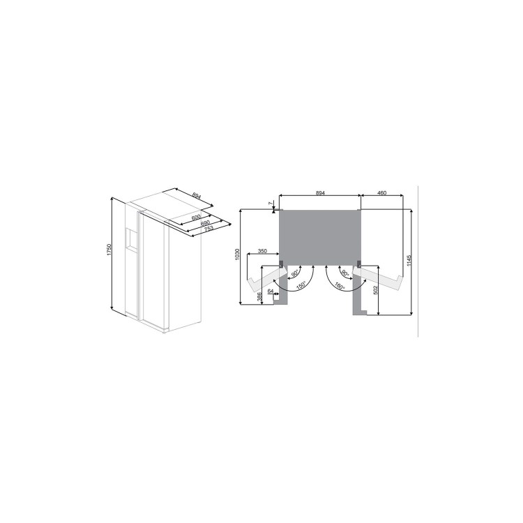 GRADE A2 - Light cosmetic damage - Smeg SS55PTE3 Cucina Side-by-Side Fridge Freezer With Ice And Water Dispenser - Stainless Steel Effect