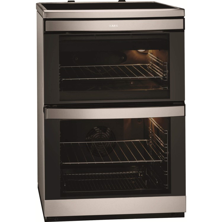 GRADE A2 - Light cosmetic damage - AEG 49332I-MN 60cm Double Oven Electric Cooker Stainless Steel