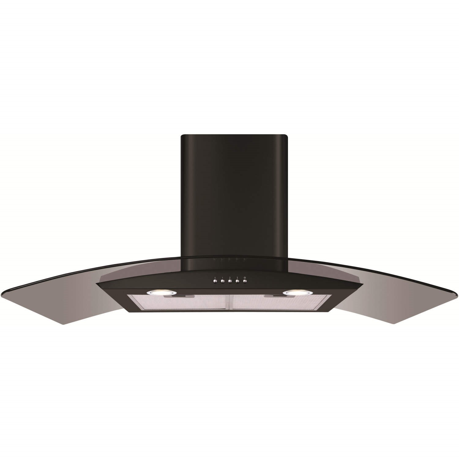 CDA 90cm Curved Glass Chimney Cooker Hood - Black