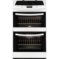 GRADE A3 - Heavy cosmetic damage - Zanussi ZCV48300WA White 55cm Double Oven Electric Cooker With Ceramic Hob