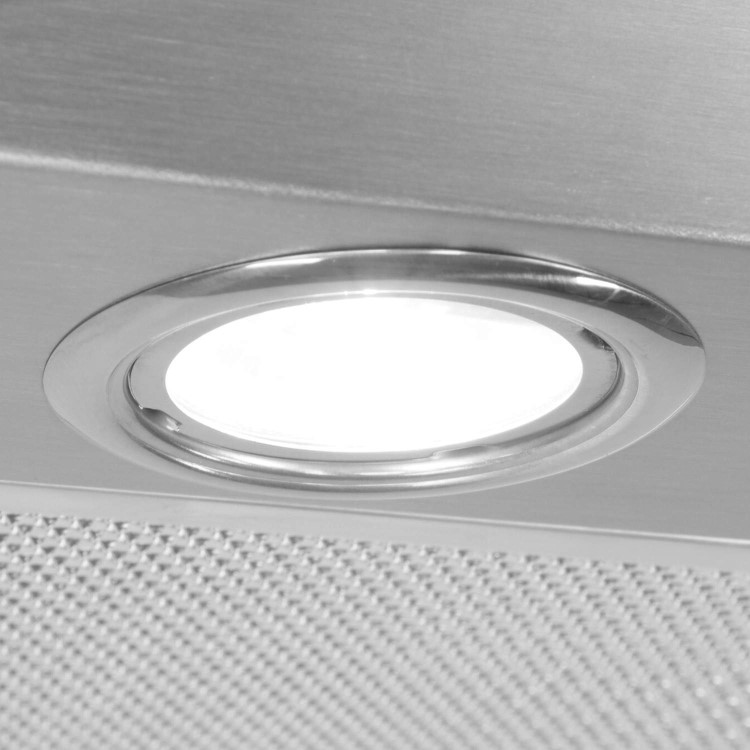 electriQ  60cm Curved Clear Glass Chimney Cooker Hood Stainless Steel 