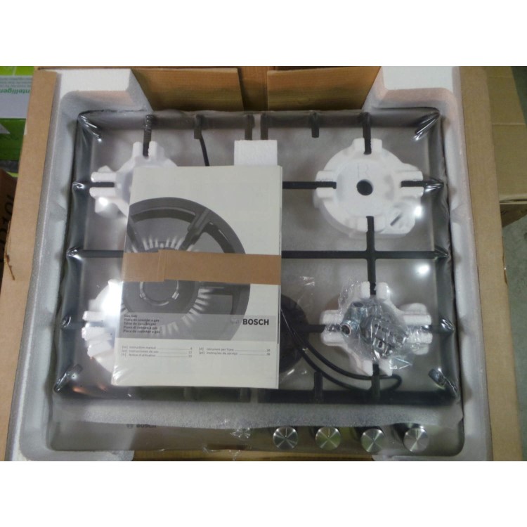 GRADE A2 - Light cosmetic damage - Bosch PCH615M90E Exxcel 60cm Front Control Gas Hob - Brushed Steel