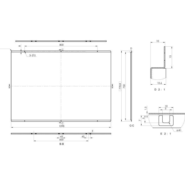 GRADE A3 - Heavy cosmetic damage - Baumatic BSB11SS 110 cm Splashback - Stainless Steel
