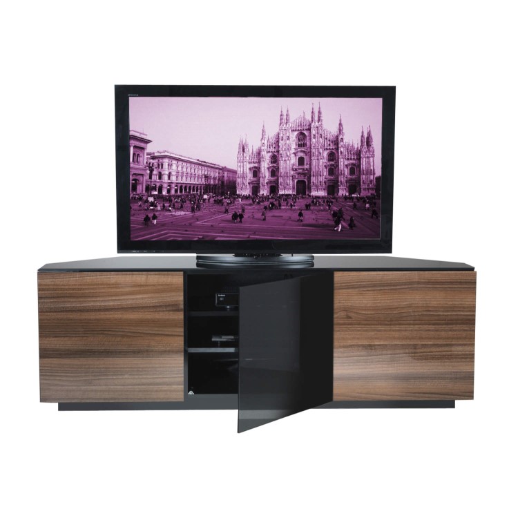 GRADE A2 - Light cosmetic damage - UKCF Milan Gloss Walnut Corner TV Cabinet - Up to 55 Inch
