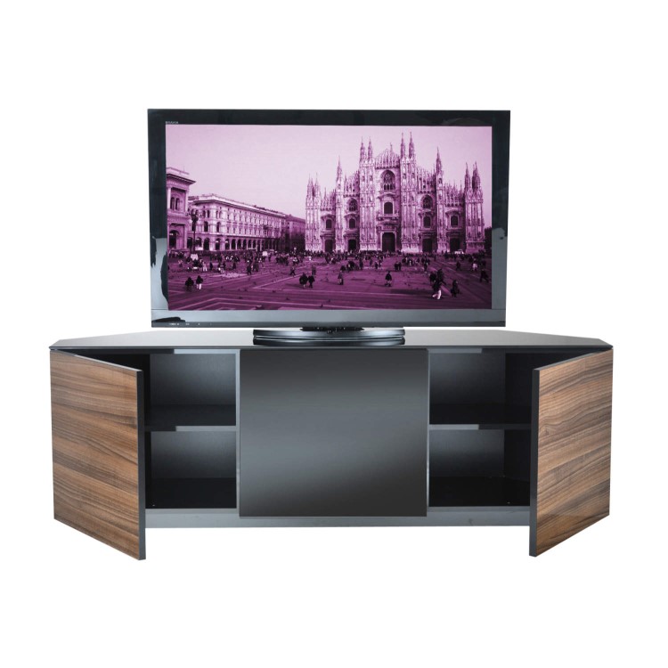 GRADE A2 - Light cosmetic damage - UKCF Milan Gloss Walnut Corner TV Cabinet - Up to 55 Inch