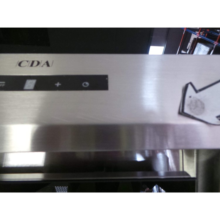 GRADE A2 - Light cosmetic damage - CDA EVG9BL Designer Angled 90cm Chimney Cooker Hood Stainless Steel And Black Glass