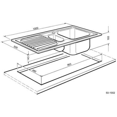 GRADE A2 - Light cosmetic damage - Smeg CUR150 Cucina 1.5 Bowl Reversible Drainer Stainless Steel Sink