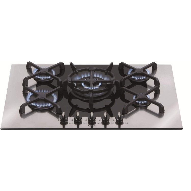 GRADE A2 - Light cosmetic damage - CDA 4Q5SS Q-style Five Burner Gas-on-glass Hob Stainless Steel