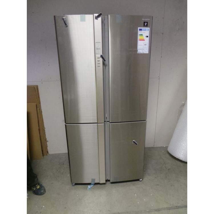 GRADE A3 - Heavy cosmetic damage - Sharp SJFP813VST 605L Four Door Frost Free Freestanding Fridge Freezer - Stainless Steel