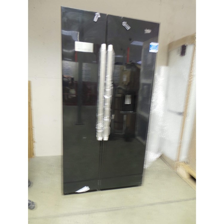 GRADE A3 - Heavy cosmetic damage - Beko ASD241B Black American Fridge Freezer With Non-plumbed Water Dispenser