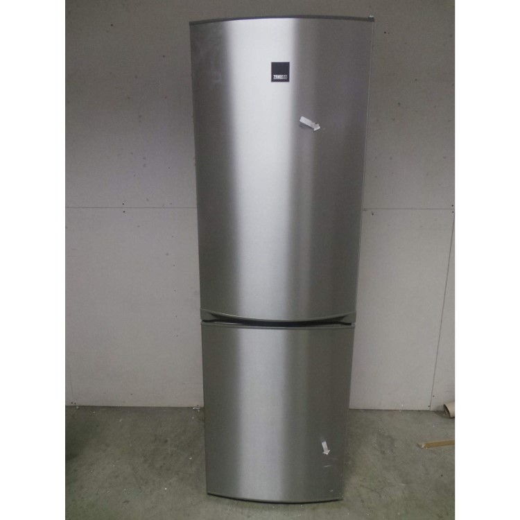 GRADE A3 - Heavy cosmetic damage - Zanussi ZRB34315XA Frost Free Freestanding Fridge Freezer With SuperFresh Drawer - Grey With Antifingerprint Stainless Steel Door