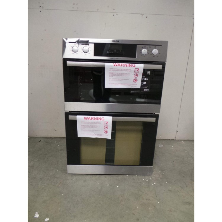 GRADE A3 - Heavy cosmetic damage - AEG DC4013021M Stainless Steel Electric Built-in Double Oven