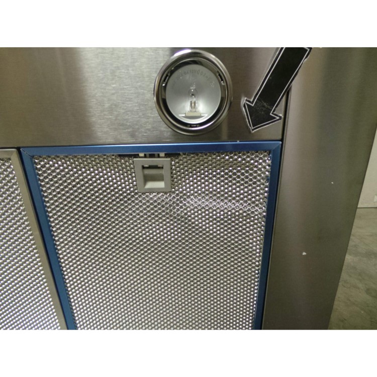 GRADE A3 - Heavy cosmetic damage - De Dietrich DHD1187X 90cm Wide Flat Glass Chimney Cooker Hood Stainless Steel