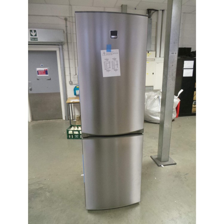 GRADE A2 - Light cosmetic damage - Zanussi ZRB34315XA Frost Free Freestanding Fridge Freezer With SuperFresh Drawer - Grey With Antifingerprint Stainless Steel Door