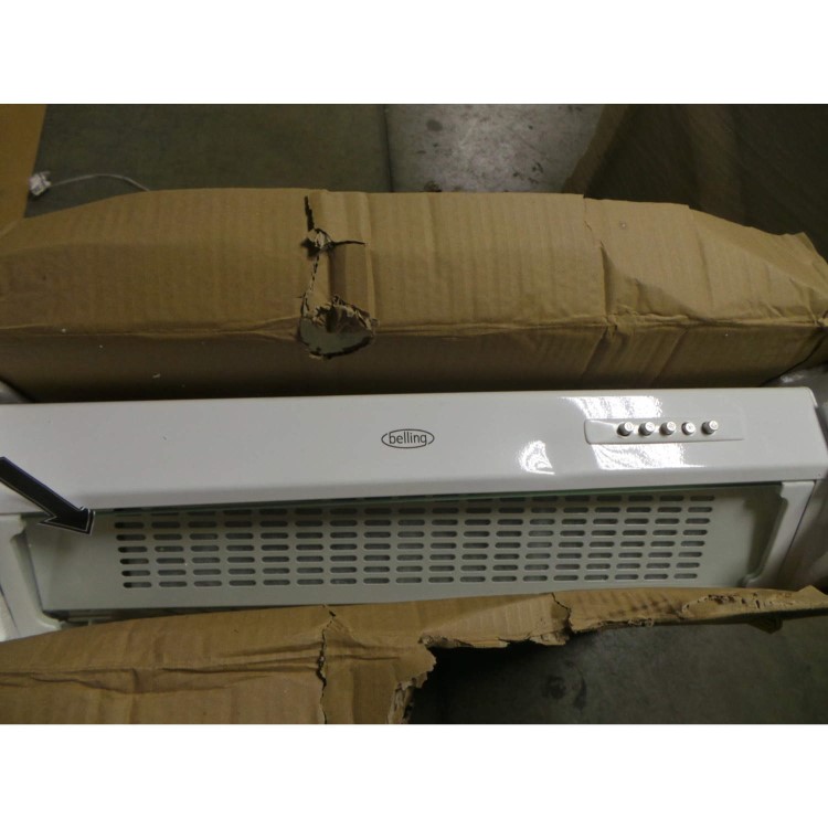 GRADE A3 - Heavy cosmetic damage - Belling 60VH Visor 60cm Conventional Cooker Hood White