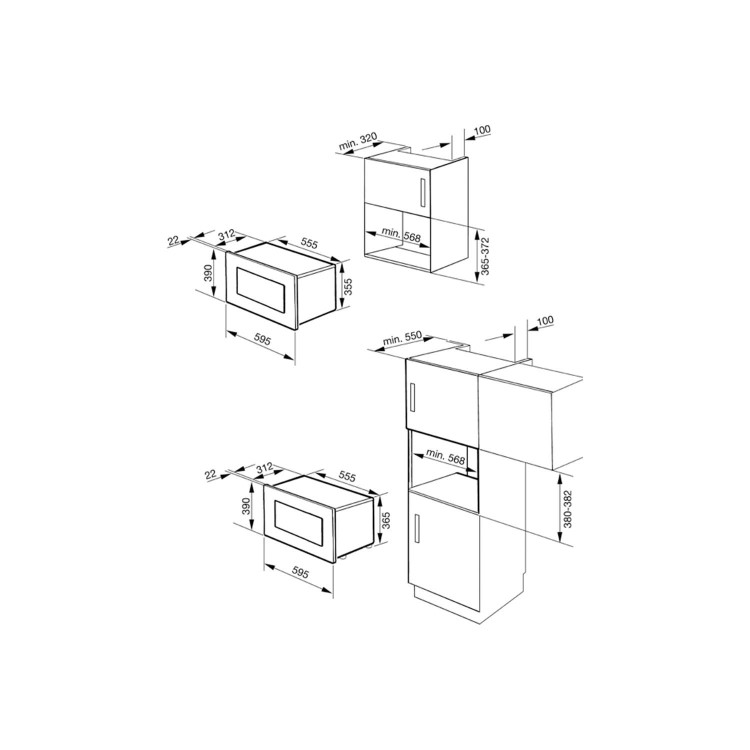 GRADE A1 - As new but box opened - Smeg MP122 Linea Side-opening Built-in Microwave Oven With Grill