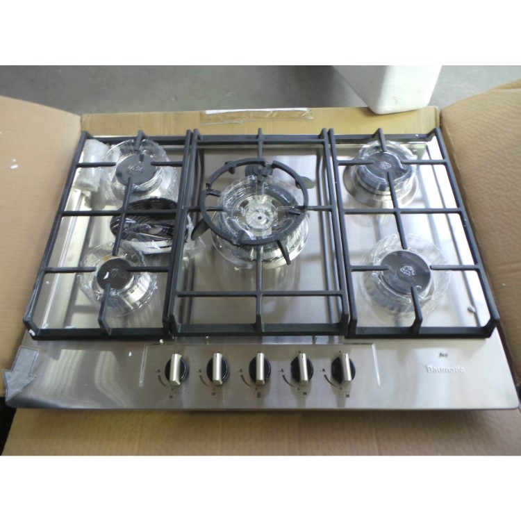 GRADE A2 - Light cosmetic damage - Baumatic BHG720SS Five Burner 70cm Wide Gas Hob - Stainless Steel