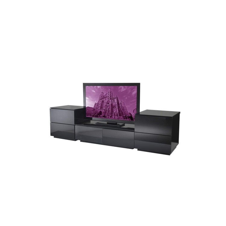 GRADE A1 - As new but box opened - UK-CF Vienna Gloss Black TV Cabinet - Up to 42 Inch
