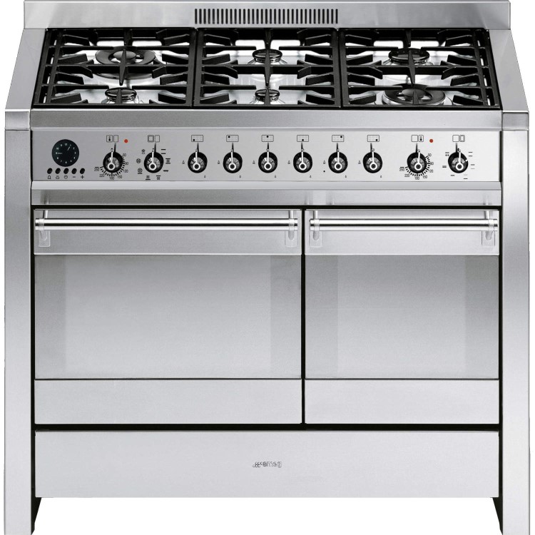 GRADE A2 - Light cosmetic damage - Smeg A2-8 Opera 100cm Dual Fuel Range Cooker in Stainless Steel