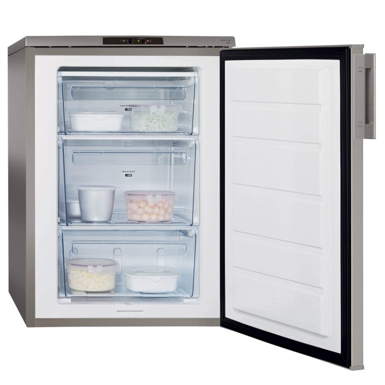 GRADE A3 - Heavy cosmetic damage - AEG A71101TSX0 92L 85x60cm Under Counter Freestanding Freezer - Silver With Antifingerprint Stainless Steel Door