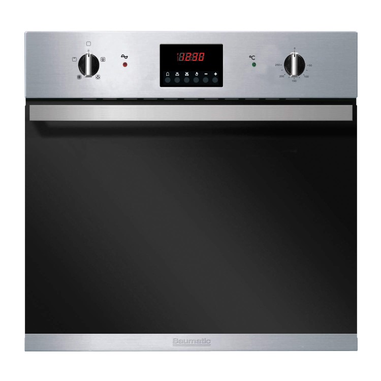 GRADE A2 - Light cosmetic damage - Baumatic BO625SS 60cm Fan Assisted Electric Built-in Single Oven In Stainless Steel