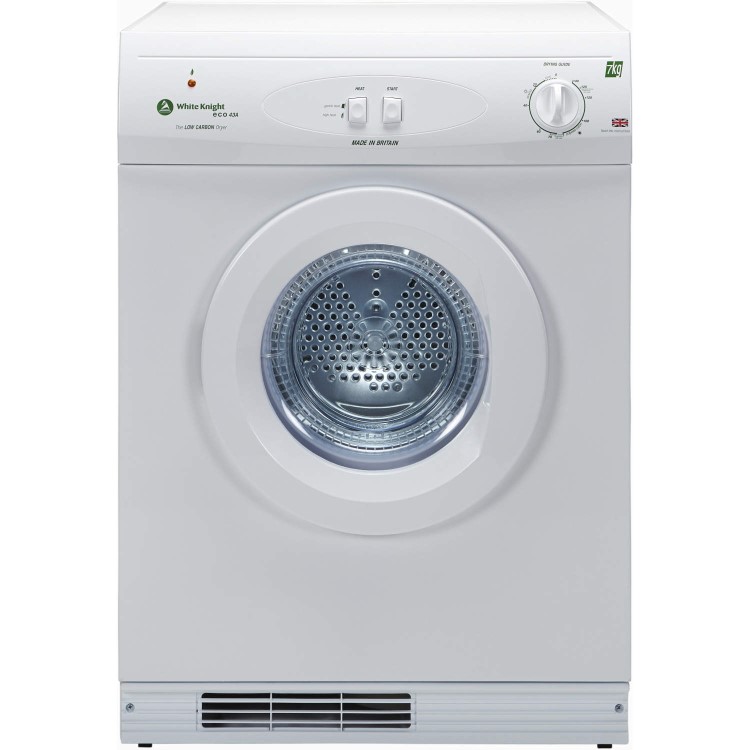 GRADE A1 - As new but box opened - White Knight ECO43AW 7Kg Multi-function Reverse-action Freestanding Vented Gas Tumble Dryer - White