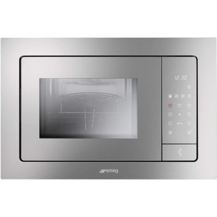 GRADE A2 - Light cosmetic damage - Smeg FME120 Linea Built In Microwave Oven With Grill - Silver Glass