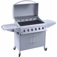 GRADE A3 - Missing Parts - iQ 6 Burner Gas BBQ with Side Burner. Free Accessory Pack Includes BBQ Cover and Utensil Set