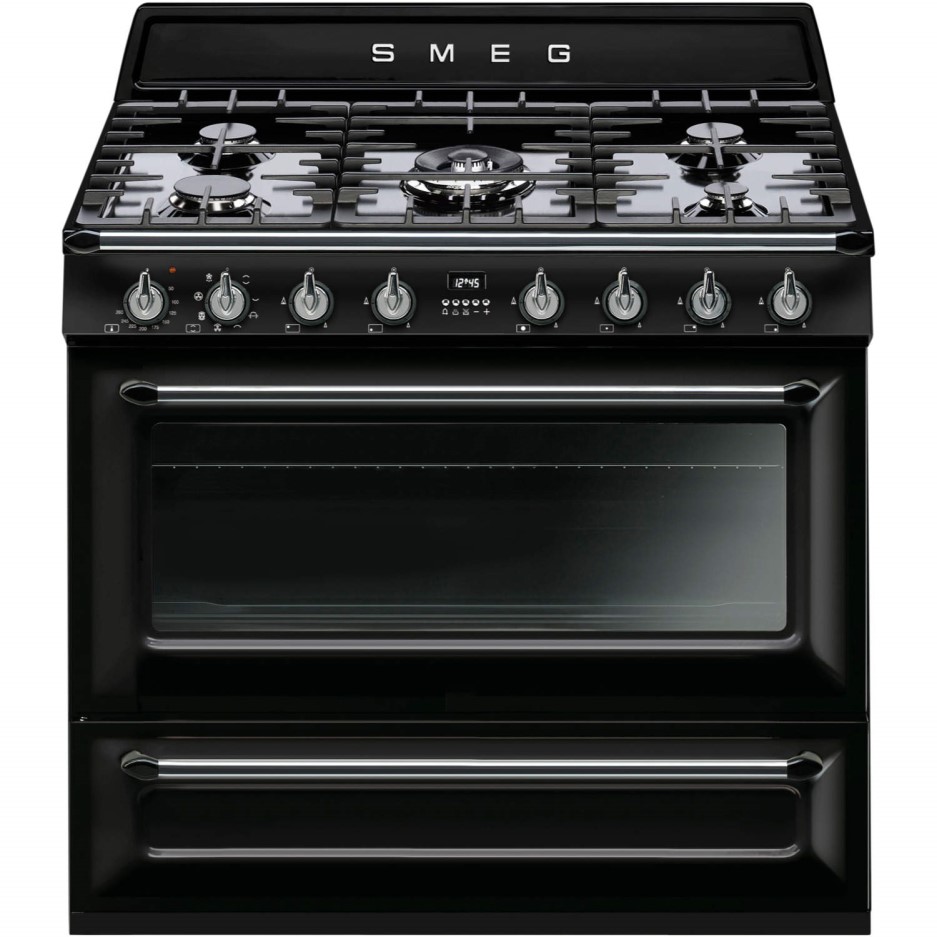 Smeg TR90BL1 Victoria Single Cavity 90cm Wide Dual Fuel Range Cooker