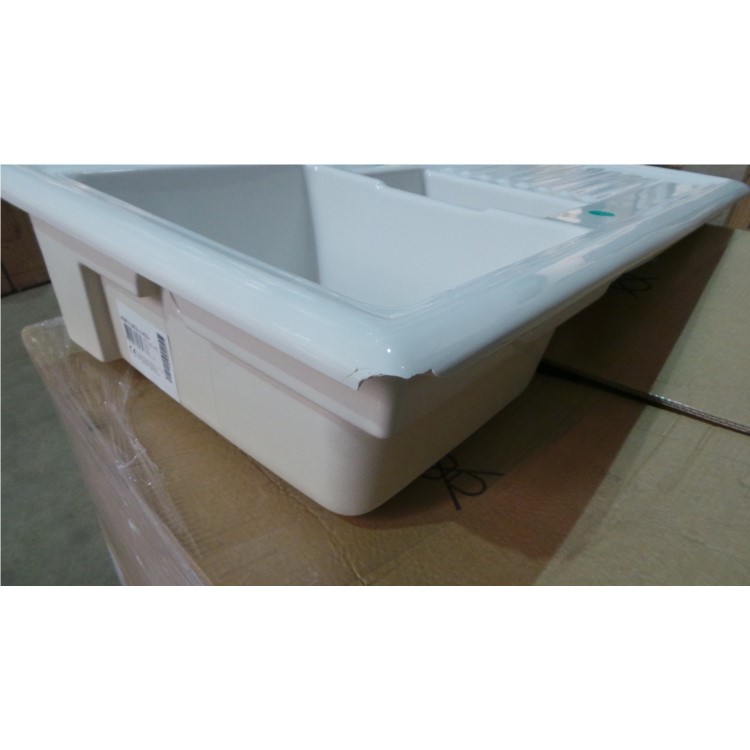 GRADE A3 - Reginox RL301CW 1.5 Bowl Reversible Inset Ceramic Sink White