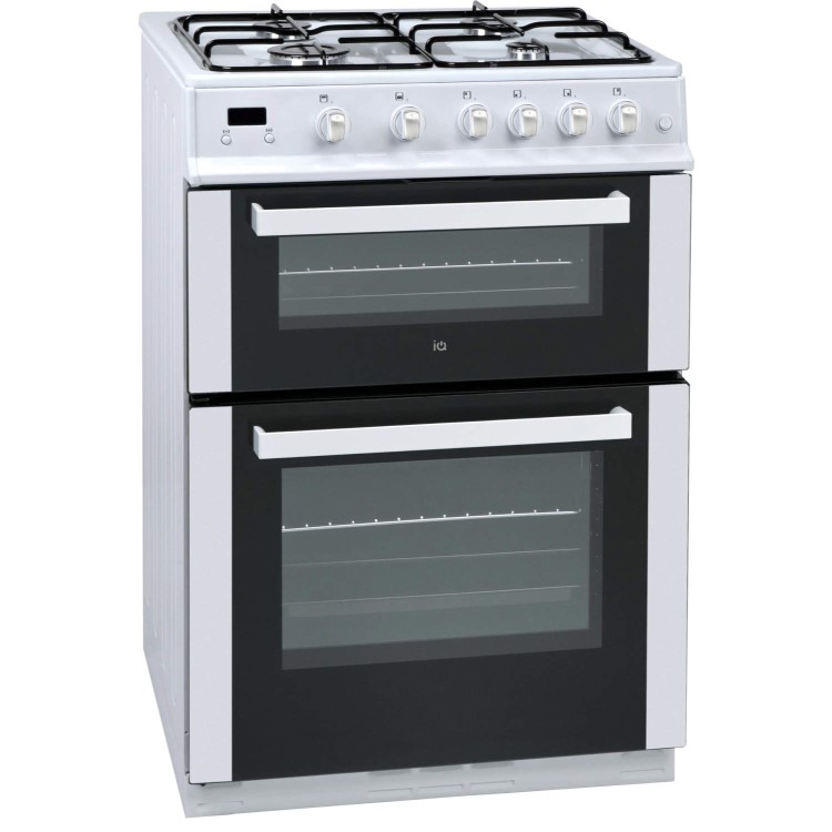 iQ 60cm Gas Cooker With Double Oven in White