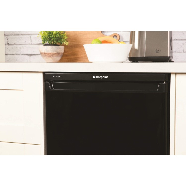 GRADE A2 - Hotpoint RLAAV22K1 55cm Freestanding Under Counter Fridge Shiny Black