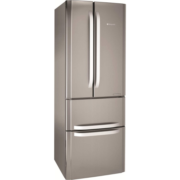 GRADE A1 - As new but box opened - Hotpoint FFU4DX Quadrio 70cm Wide Frost Free Freestanding Fridge Freezer Stainless Steel