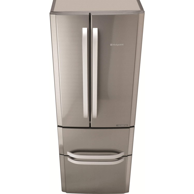 GRADE A1 - As new but box opened - Hotpoint FFU4DX Quadrio 70cm Wide Frost Free Freestanding Fridge Freezer Stainless Steel