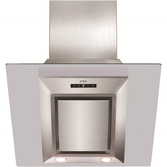CDA EVG6SS Designer Angled 60cm Chimney Cooker Hood Stainless Steel And Clear Glass Appliances
