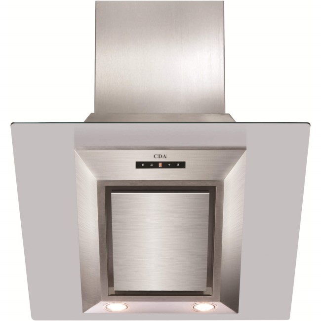 GRADE A2 - CDA EVG6SS Designer Angled 60cm Chimney Cooker Hood Stainless Steel And Clear Glass