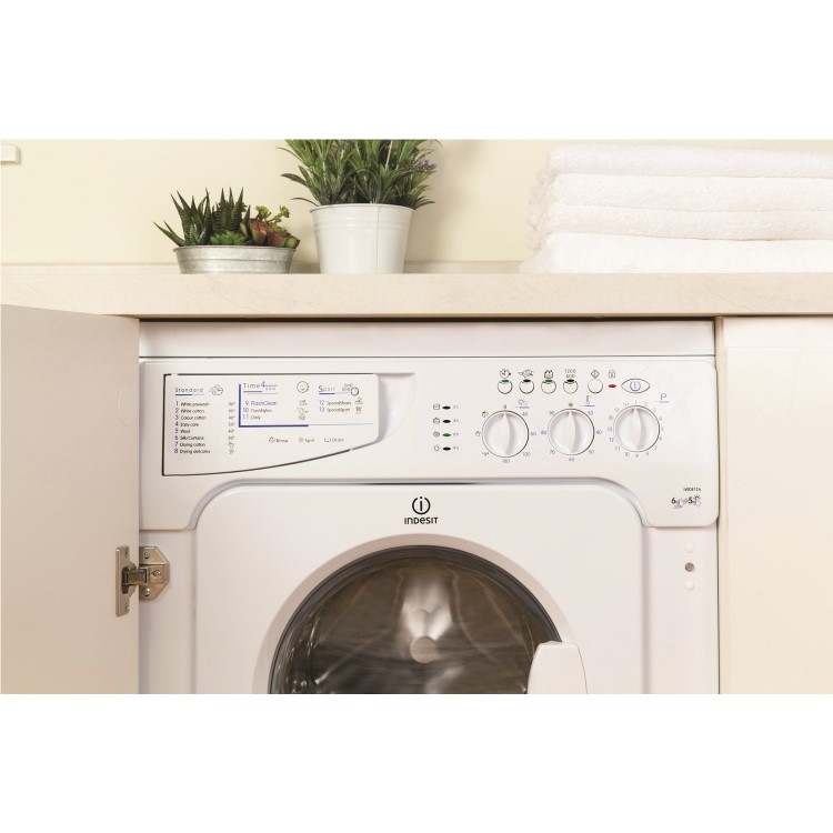 Indesit IWDE126 6kg Wash 5kg Dry 1200rpm Integrated Washer Dryer - White