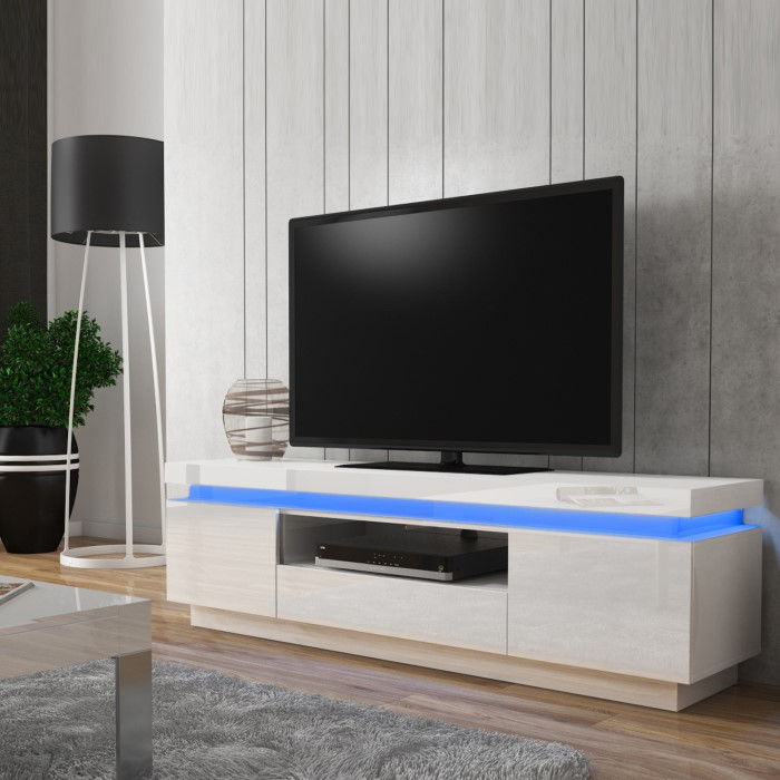 Evoque LED Light Effects White High Gloss TV Unit EVQ002 Appliances