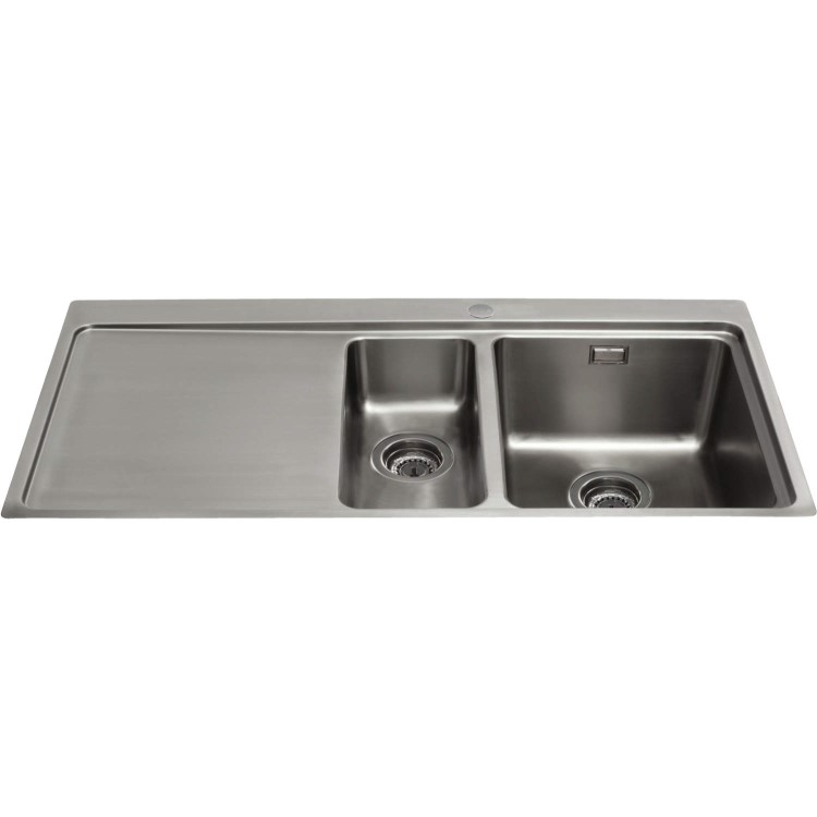 Refurbished CDA KVF22LSS Designer One And A Half Bowl Sink Flush Fit - Left Hand Drainer