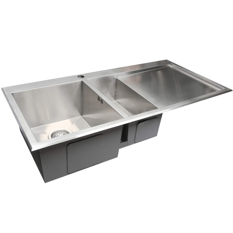 GRADE A3 - Taylor & Moore GeorgeR 1.5 Bowl Right Hand Drainer Stainless Steel Kitchen Sink
