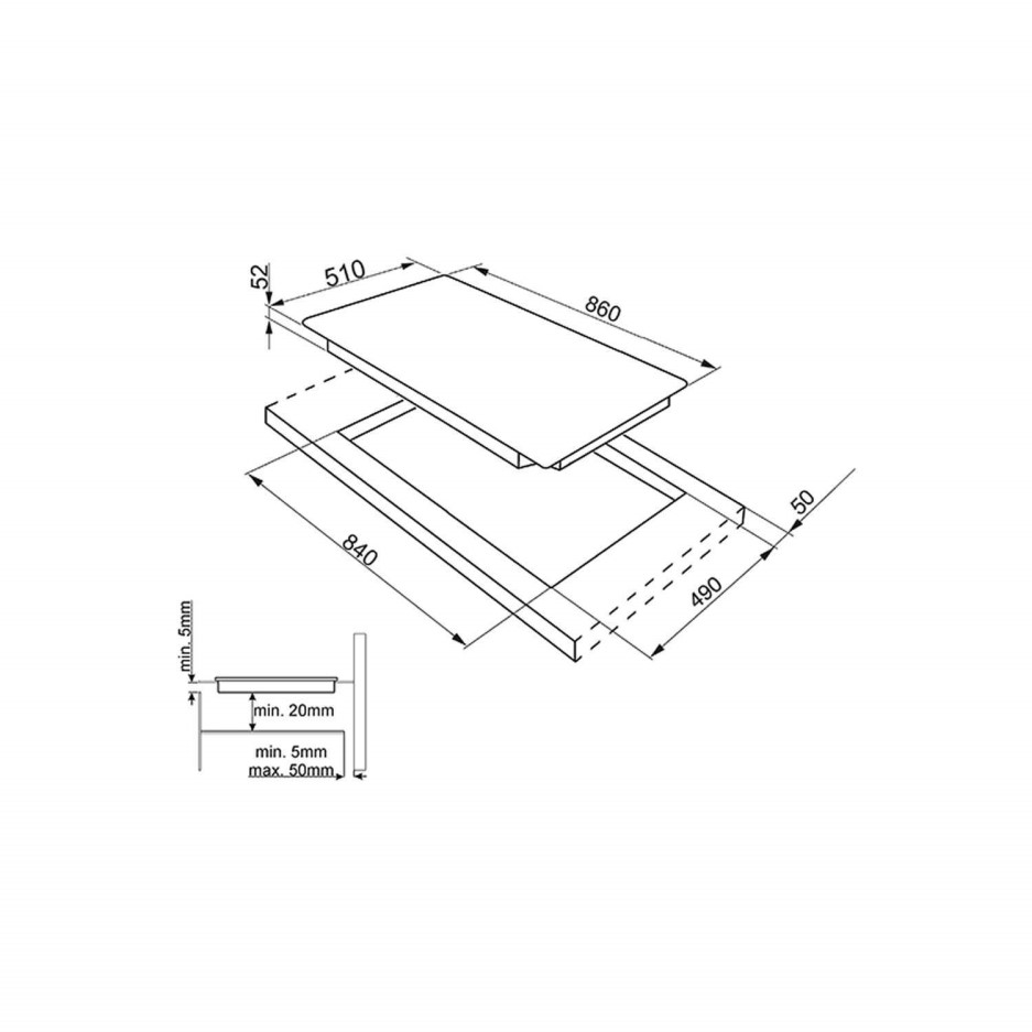 Smeg SIM592B 90cm Multizone Angled Edge Glass Induction Hob with Touch