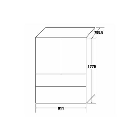 GRADE A3 - CDA PC87SC American Style Two Door Two Drawer Freestanding Fridge Freezer - Stainless Steel Colour