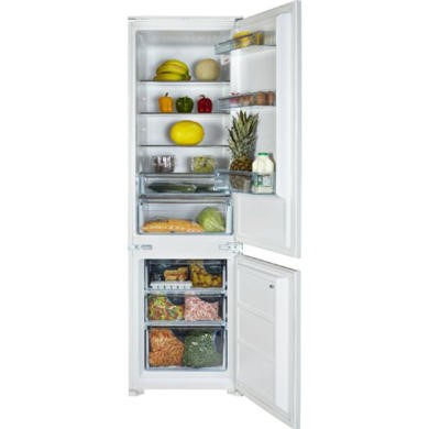 White Knight FF250IHE 54cm Wide 70 30 Integrated Upright Fridge Freezer White