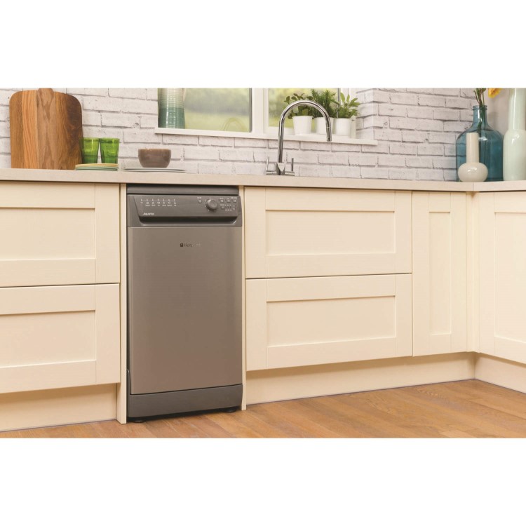 GRADE A2 - Hotpoint SIAL11010G 10 Place Slimline Freestanding Dishwasher Graphite